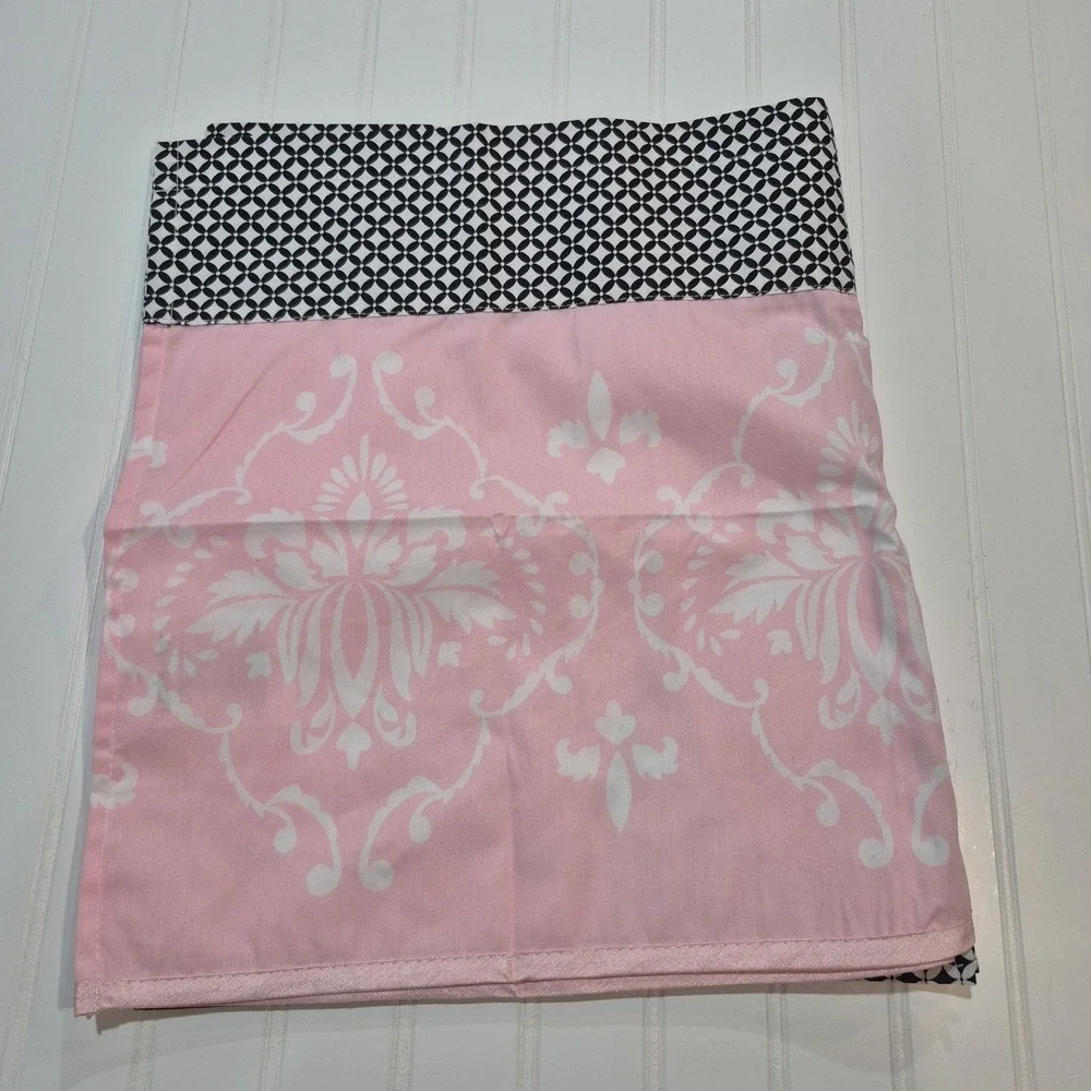 Lambs & Ivy Duchess Valance Baby Girl Nursery Pink Black White 53.5 X15